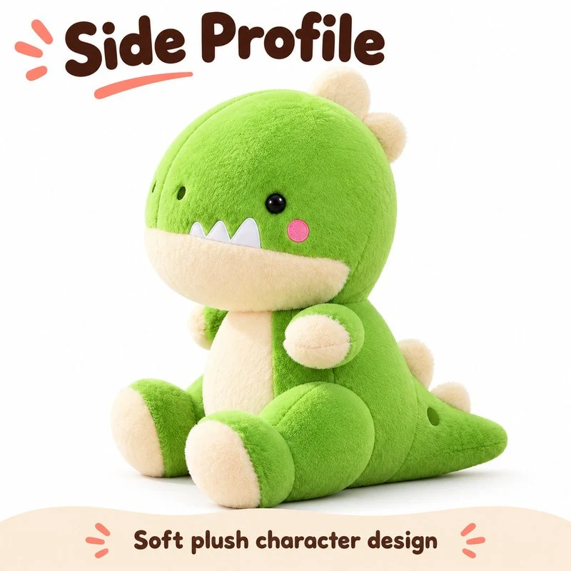 Green Round Head Dinosaur Plush — additional angle concept.