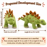 Green Stegosaurus Plush — proposed size reference; dimensions require sample confirmation.