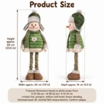 Green Striped Leg Snowman Plush — proposed size reference; dimensions require sample confirmation.