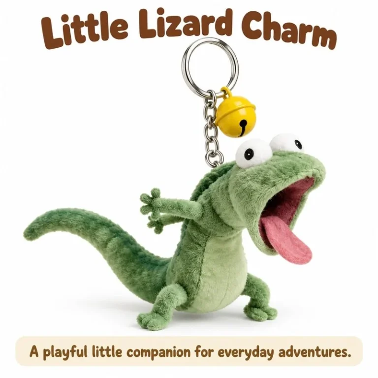 Green Tongue Out Lizard Plush Keychain