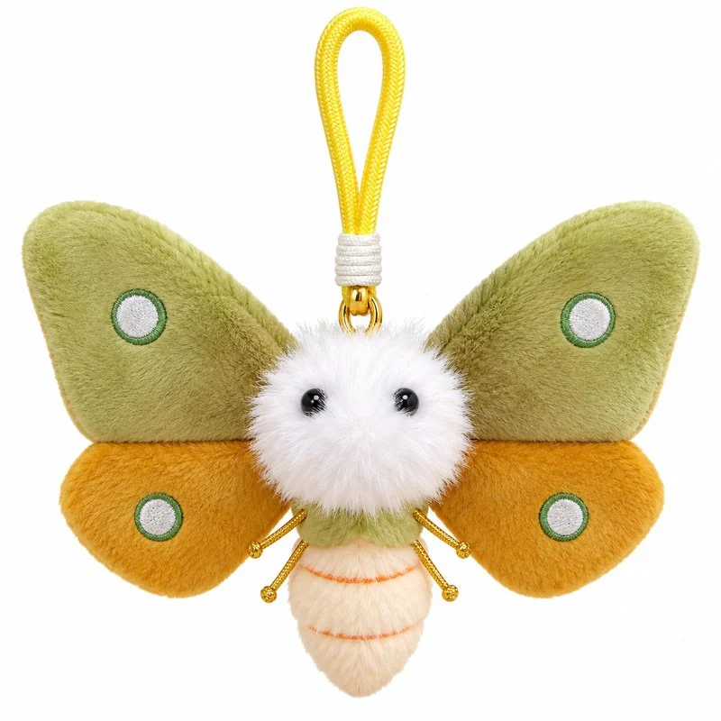 Green Yellow Moth Plush Keychain