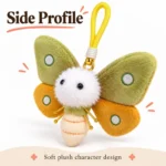 Green Yellow Moth Plush Keychain — additional angle concept.