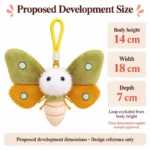 Green Yellow Moth Plush Keychain — proposed size reference; dimensions require sample confirmation.
