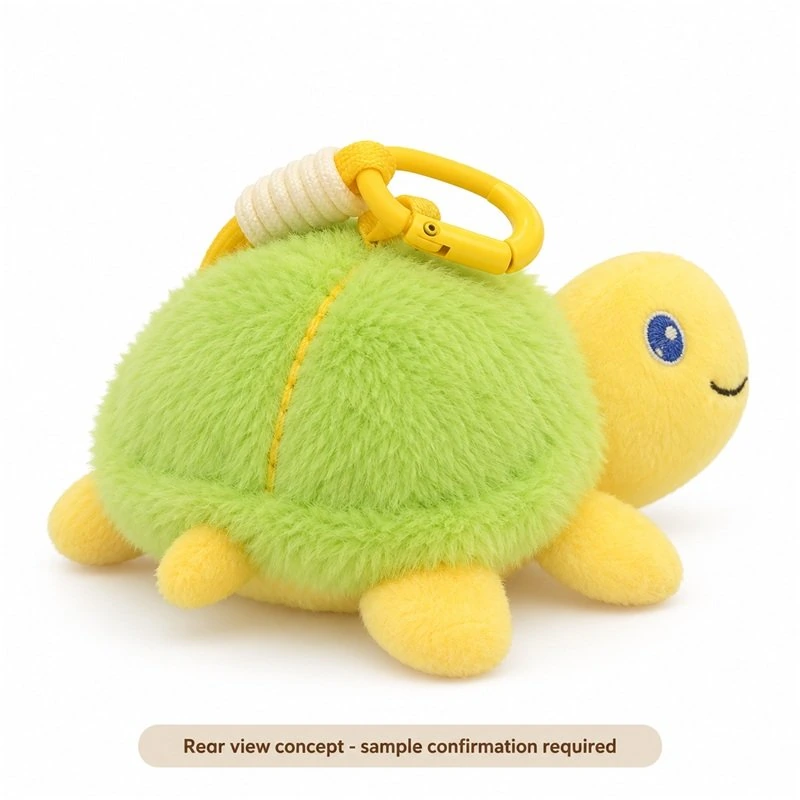 Green Yellow Turtle Plush Keychain — reverse construction concept.