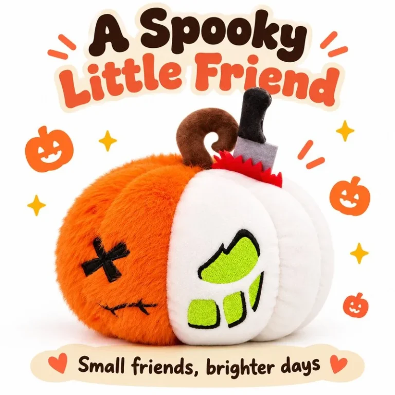 Half Skull Halloween Pumpkin Plush