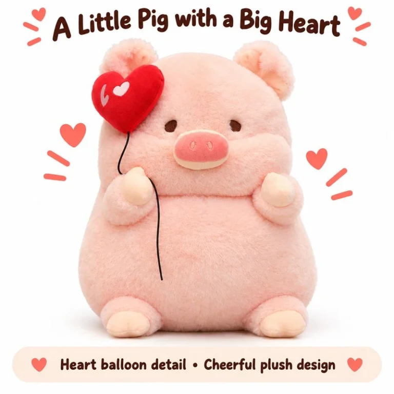 Heart Balloon Pink Pig Plush