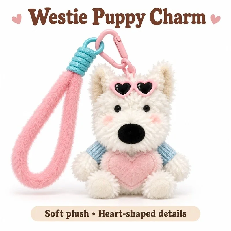Heart Sunglasses Westie Plush Keychain