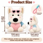 Heart Sunglasses Westie Plush Keychain — proposed size reference; dimensions require sample confirmation.
