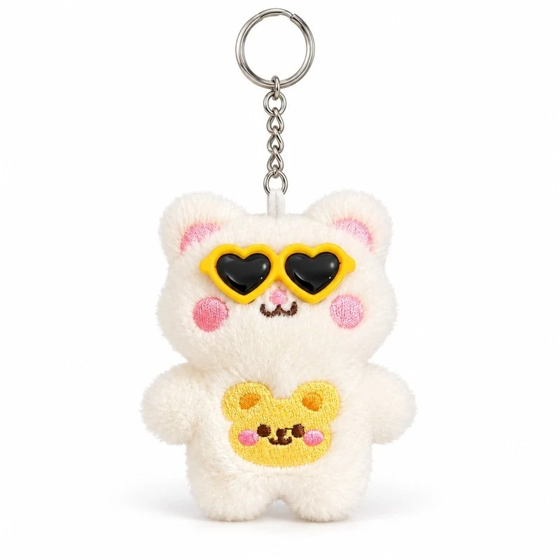 Heart Sunglasses White Bear Plush Keychain