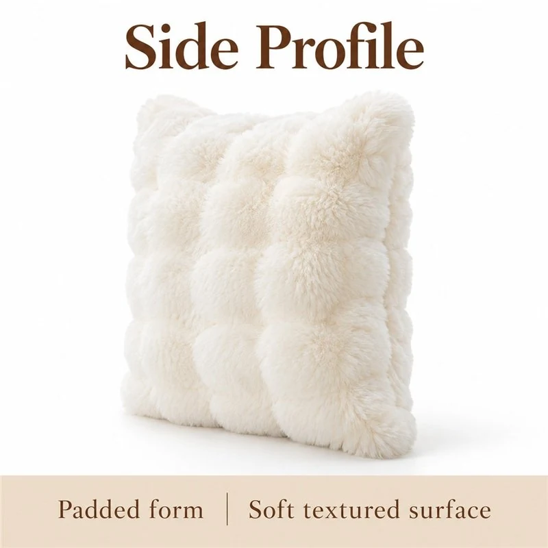 Ivory Bubble Texture Plush Cushion — additional angle concept.
