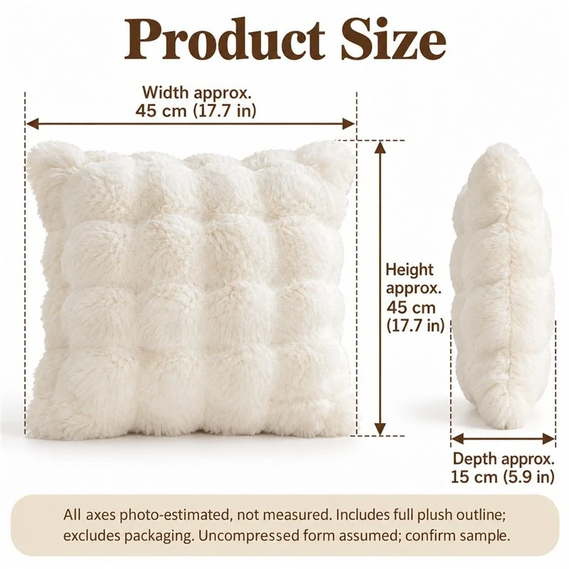 Ivory Bubble Texture Plush Cushion — proposed size reference; dimensions require sample confirmation.