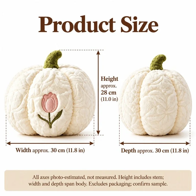Ivory Tulip Pumpkin Plush Pillow — proposed size reference; dimensions require sample confirmation.