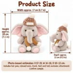 Knit Hat Scarf Elephant Plush — proposed size reference; dimensions require sample confirmation.
