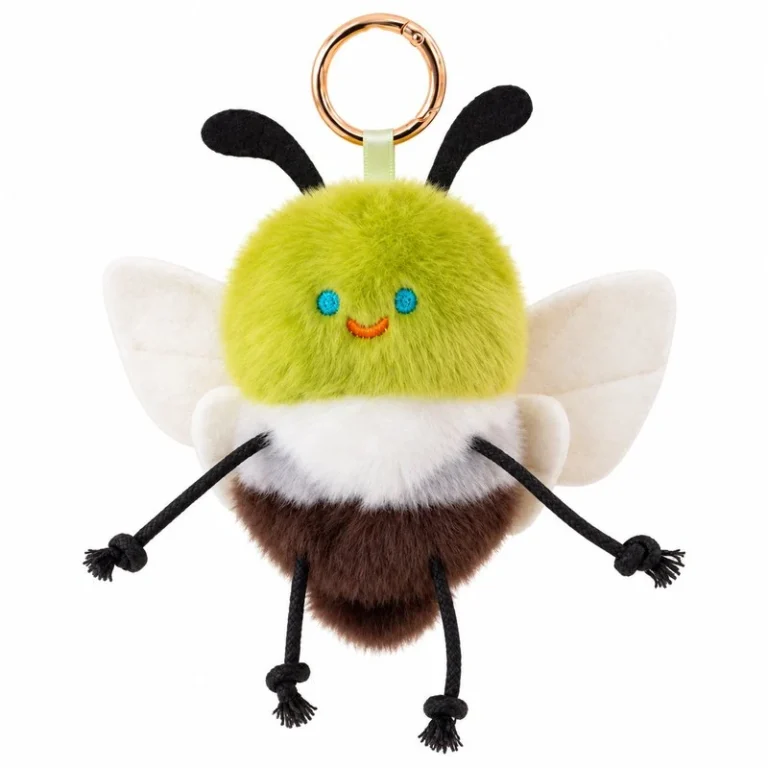 Lime Green Winged Insect Plush Keychain