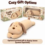 Long Floppy Ear Dog Plush Pillow — optional packaging concept; final artwork, fit and quotation require confirmation.