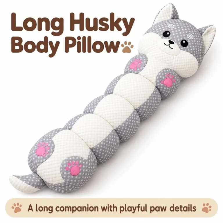 Long Gray Husky Body Pillow