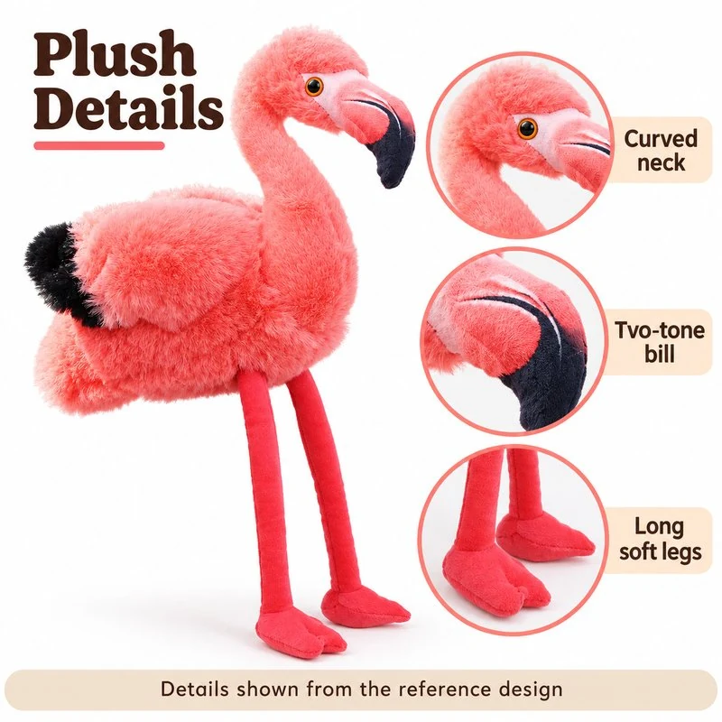 Long Leg Pink Flamingo Plush — construction detail concept