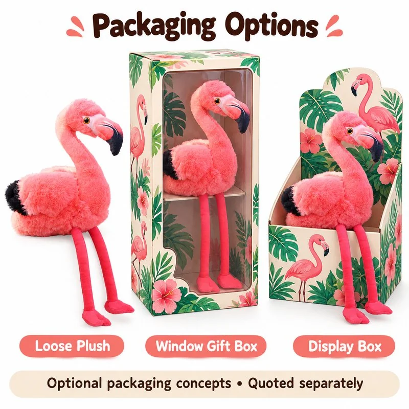 Long Leg Pink Flamingo Plush — packaging concept