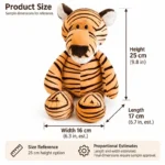 Long Muzzle Striped Tiger Plush — proposed size reference; dimensions require sample confirmation.