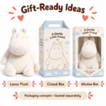 Long Muzzle White Hippopotamus Stuffed Animal — optional packaging concept; final artwork, fit and quotation require confirmation.
