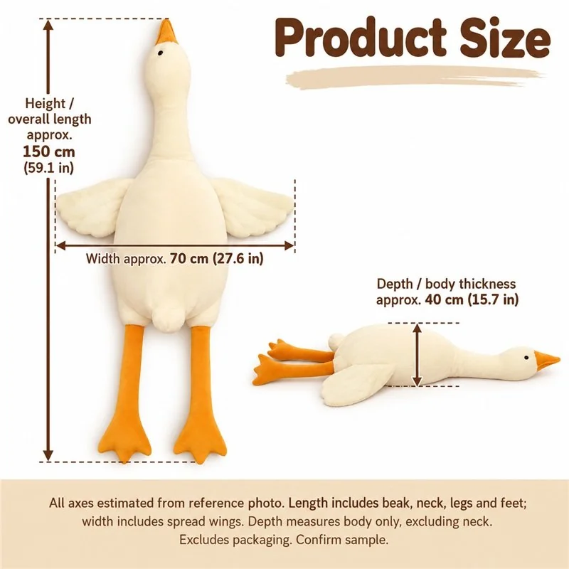 Long Neck Goose Plush — proposed size reference; dimensions require sample confirmation.