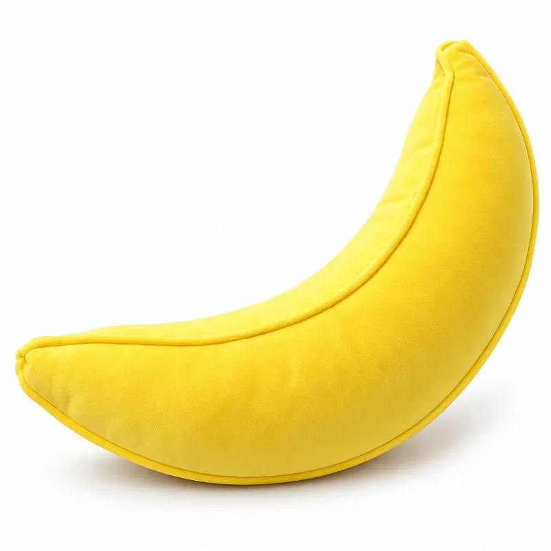 Plain Long Yellow Banana Plush Pillow; AI concept reference, final sample and specifications to be confirmed.
