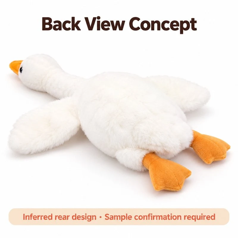 Lying White Goose Plush — back view concept