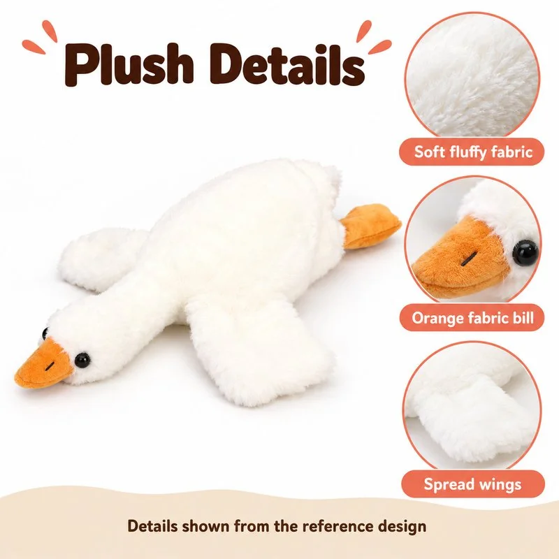Lying White Goose Plush — construction detail concept