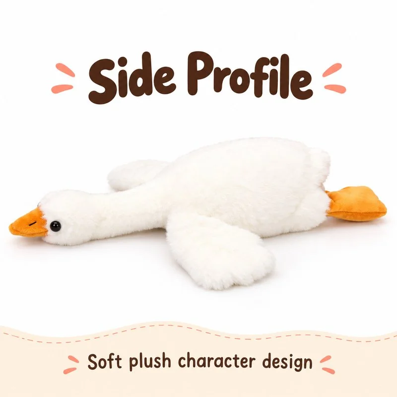 Lying White Goose Plush — side view concept