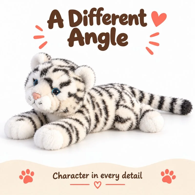 Lying White Tiger Plush — additional angle concept.