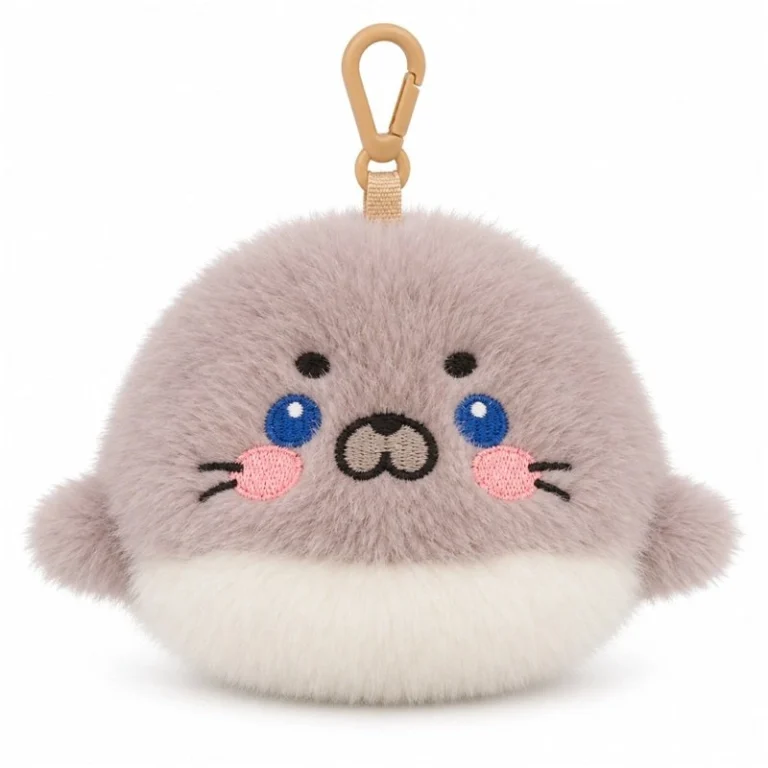 Mauve Gray Seal Plush Keychain