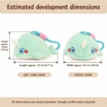 Mint Narwhal Plush Keychain — proposed size reference; dimensions require sample confirmation.