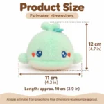 Mint Spouting Whale Plush Keychain — proposed size reference; dimensions require sample confirmation.