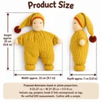 Mustard Sleeping Cloth Doll — proposed size reference; dimensions require sample confirmation.