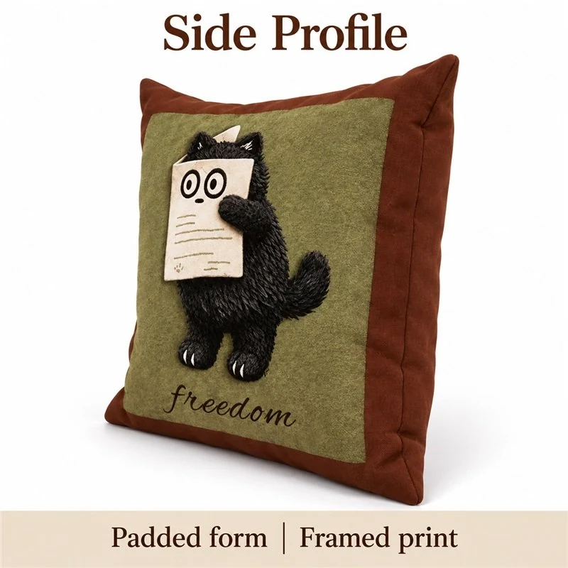 Rectangular Black Cat Print Pillow — additional angle concept.