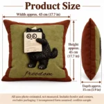 Rectangular Black Cat Print Pillow — proposed size reference; dimensions require sample confirmation.