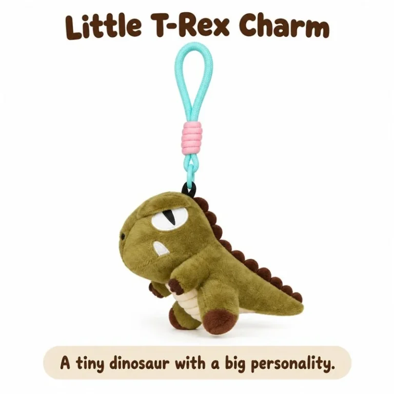 Olive Green T Rex Plush Keychain
