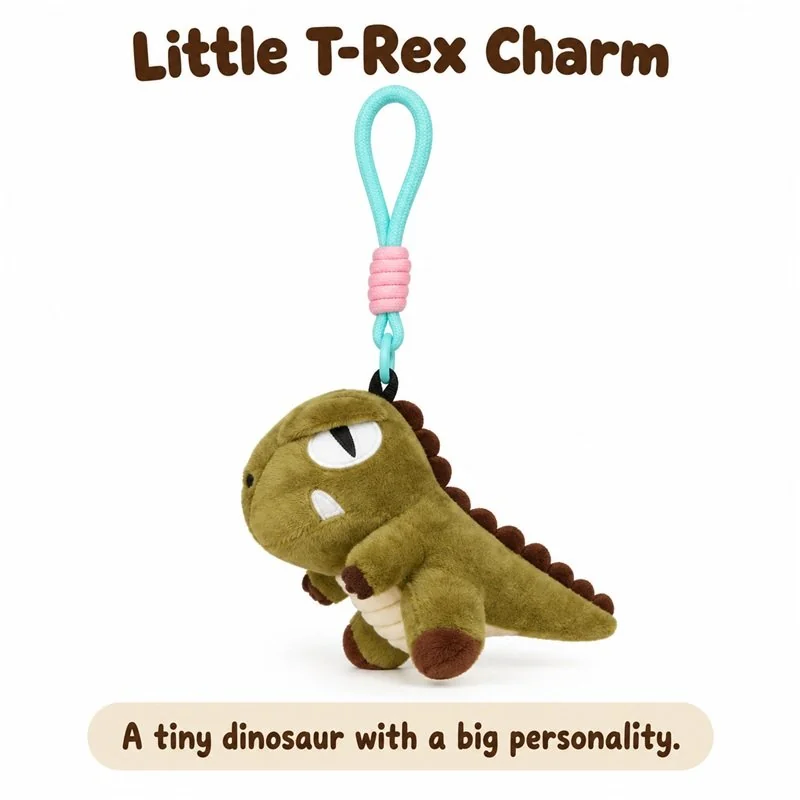 Olive Green T Rex Plush Keychain