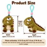 Olive Green T Rex Plush Keychain — proposed size reference; dimensions require sample confirmation.