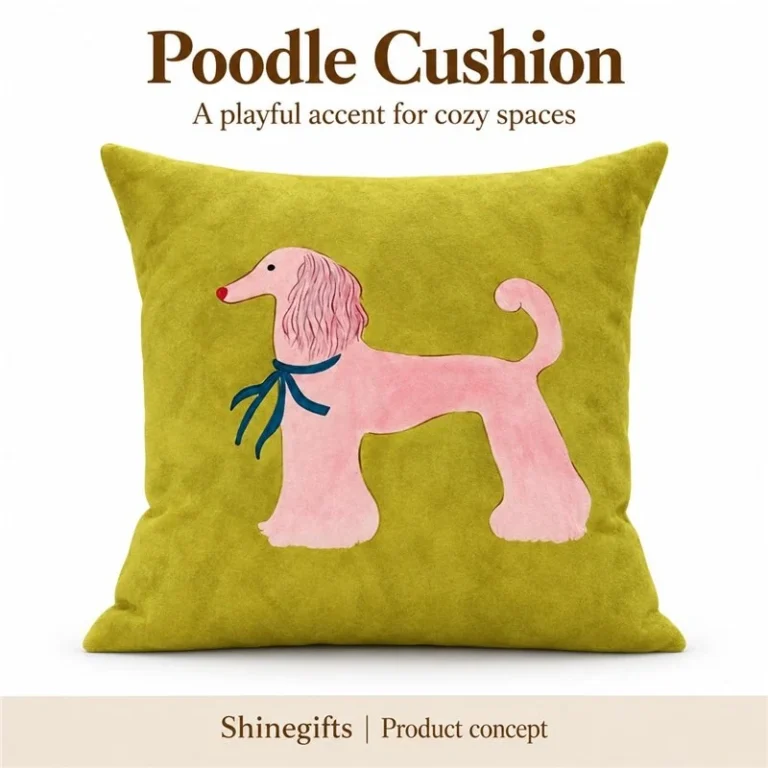 Olive Pink Poodle Cushion