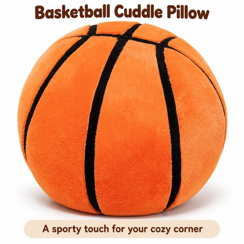 Orange Basketball Plush Cushion