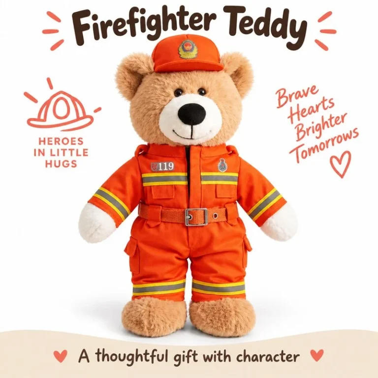 Orange Firefighter Teddy Bear Plush