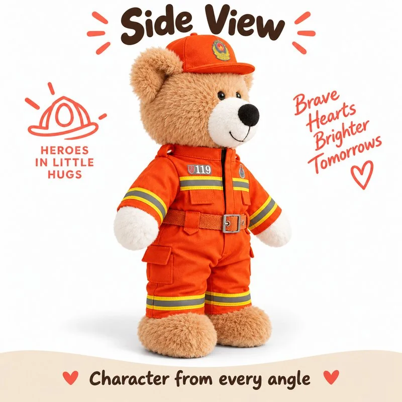 Orange Firefighter Teddy Bear Plush — additional angle concept.