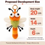 Orange Green Dragonfly Plush Keychain — proposed size reference; dimensions require sample confirmation.