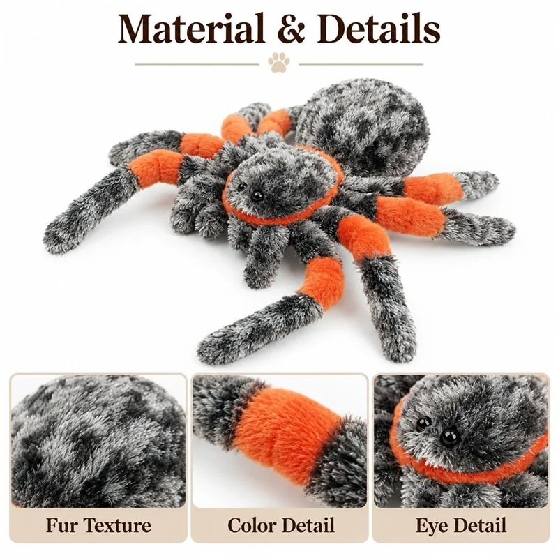 Orange Legged Spider Plush — construction detail concept