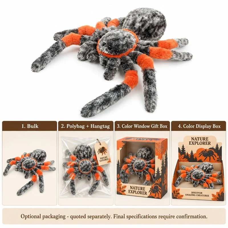 Orange Legged Spider Plush — packaging concept