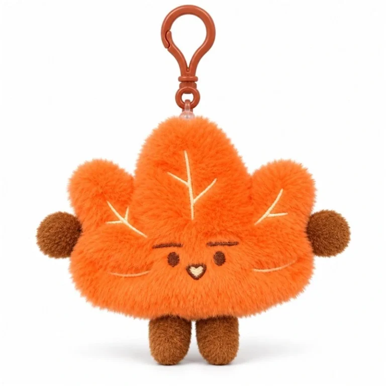 Orange Maple Leaf Plush Keychain