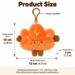 Orange Maple Leaf Plush Keychain — proposed size reference; dimensions require sample confirmation.