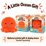 Orange Octopus Plush — optional packaging concept; final artwork, fit and quotation require confirmation.