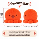 Orange Octopus Plush — proposed size reference; dimensions require sample confirmation.